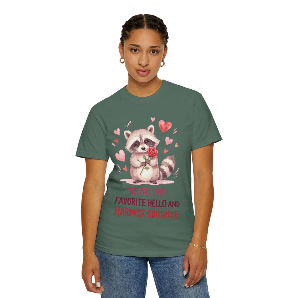 Raccoon Valentine T-Shirt | Youre My Favorite Hello Hardest Goodbye Graphic Tee