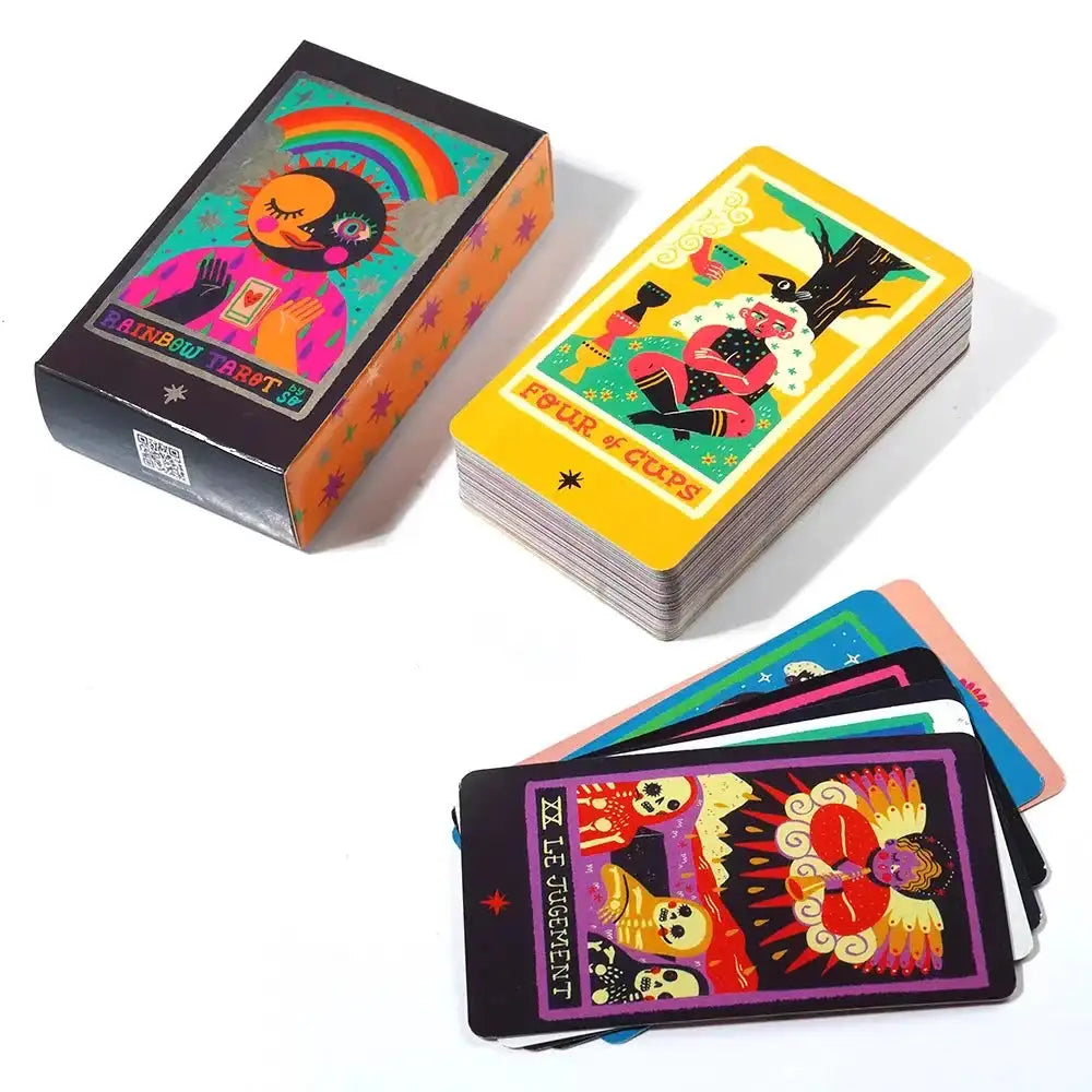 Rainbow Tarot Deck – 78 Cards | Vibrant Party Tarot Cards Game for Beginners | Spiritual Guide for Love and Life | Standard Tarot Size