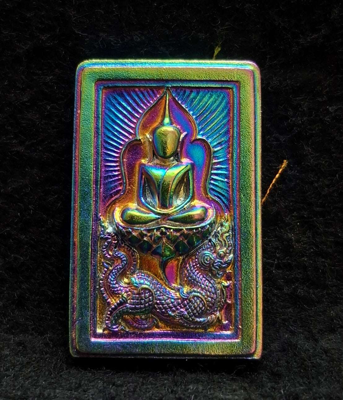 ✨ Rare Authentic Thai Amulet Somdej Waek Marn Ananta Sub 2021 – Iridescent Rainbow Surface Pendant Embedded with Phra Sivali, Mae Nang Koy, Mae Thorani, 3-Tone Takrut, Holy Hair, & Sacred Elements by Luang Phor Jai Wat Phraya Yat Thai Blessing