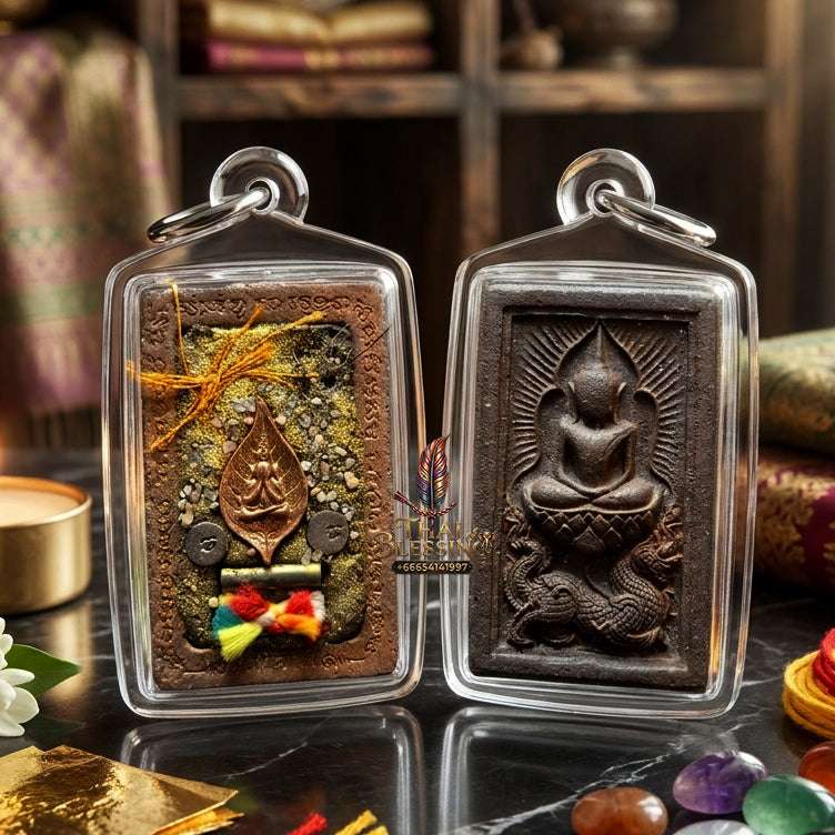 ✨ Rare Authentic Thai Amulet Somdej Waek Marn Ananta Sub – Sacred Earth & Mineral Powder Pendant Backed with Copper Phra Pidta by Luang Phor Jai Wat Phraya Yat for Ultimate Opportunity & Protection Alignment Thai Blessing Co By RURUECHA