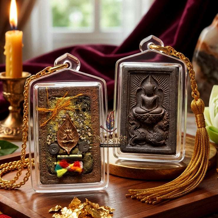 ✨ Rare Authentic Thai Amulet Somdej Waek Marn Ananta Sub – Sacred Earth & Mineral Powder Pendant Backed with Copper Phra Pidta by Luang Phor Jai Wat Phraya Yat for Ultimate Opportunity & Protection Alignment Thai Blessing Co By RURUECHA