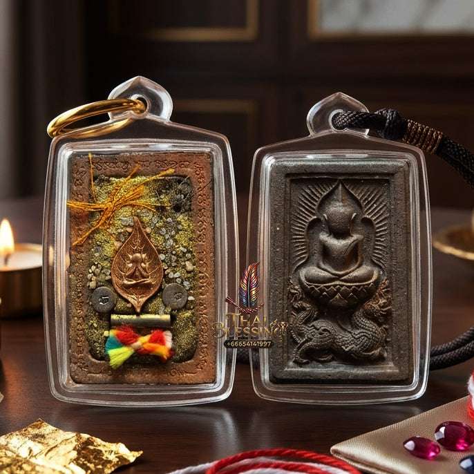 ✨ Rare Authentic Thai Amulet Somdej Waek Marn Ananta Sub – Sacred Earth & Mineral Powder Pendant Backed with Copper Phra Pidta by Luang Phor Jai Wat Phraya Yat for Ultimate Opportunity & Protection Alignment Thai Blessing Co By RURUECHA