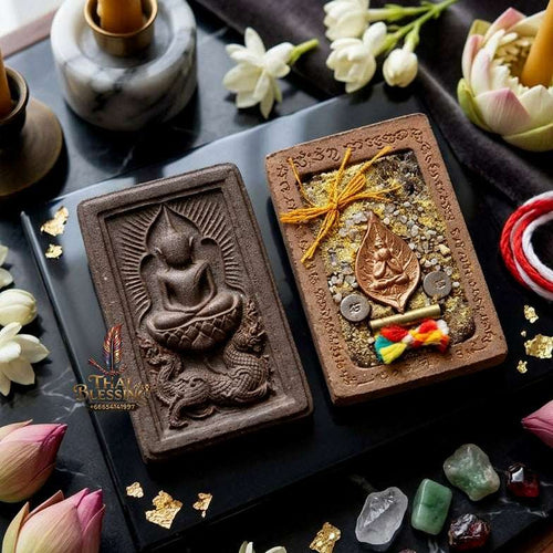 ✨ Rare Authentic Thai Amulet Somdej Waek Marn Ananta Sub – Sacred Earth & Mineral Powder Pendant Backed with Copper Phra Pidta by Luang Phor Jai Wat Phraya Yat for Ultimate Opportunity & Protection Alignment Thai Blessing Co By RURUECHA
