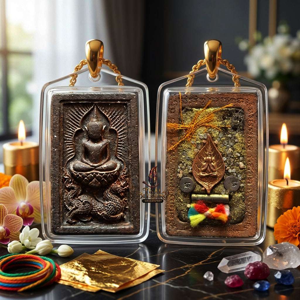 ✨ Rare Authentic Thai Amulet Somdej Waek Marn Ananta Sub – Sacred Earth & Mineral Powder Pendant Backed with Copper Phra Pidta by Luang Phor Jai Wat Phraya Yat for Ultimate Opportunity & Protection Alignment Thai Blessing Co By RURUECHA