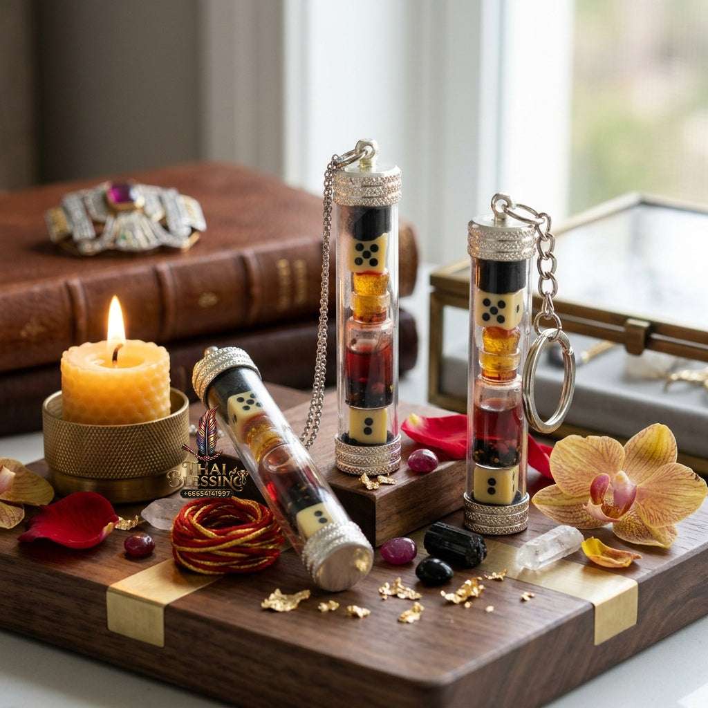 ✨ Rare "Nam Man Nai Bia" Enchantment & Luck Oil: Masterfully Blessed by Kruba Porn, Wat Pu Hor, Chiang Mai (2014) Thai Blessing Co By RURUECHA