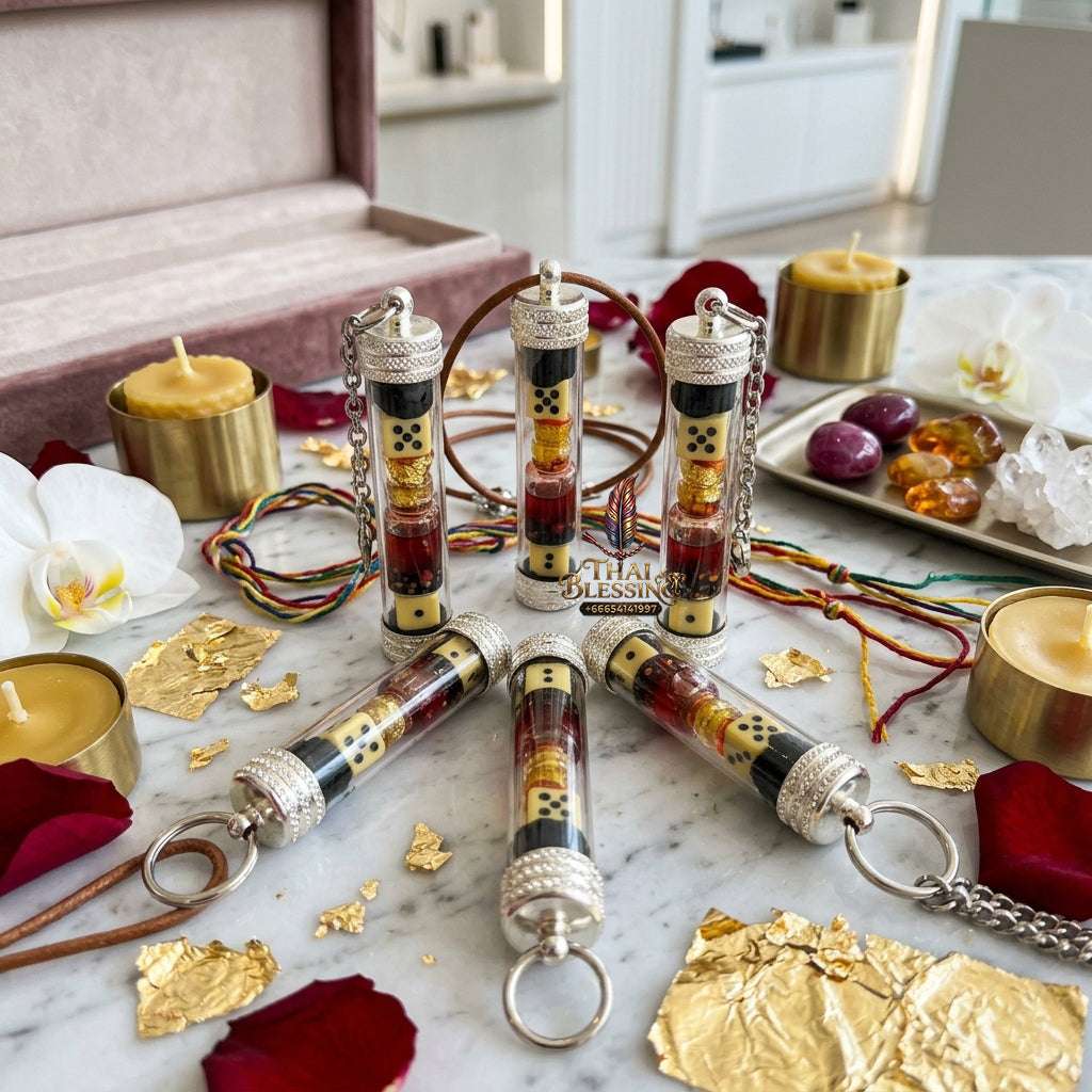 ✨ Rare "Nam Man Nai Bia" Enchantment & Luck Oil: Masterfully Blessed by Kruba Porn, Wat Pu Hor, Chiang Mai (2014) Thai Blessing Co By RURUECHA