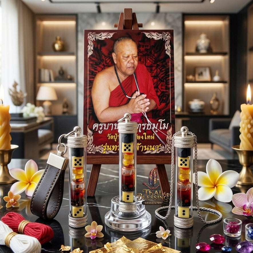 ✨ Rare "Nam Man Nai Bia" Enchantment & Luck Oil: Masterfully Blessed by Kruba Porn, Wat Pu Hor, Chiang Mai (2014) Thai Blessing Co By RURUECHA