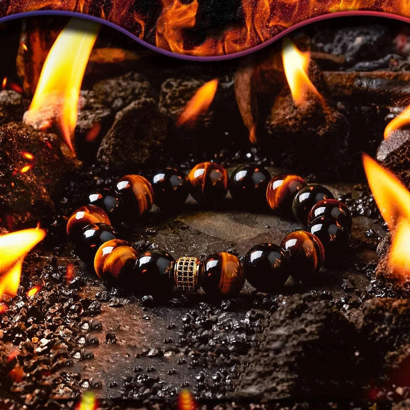✨ Real Natural Red Tiger Eye Stone Bead Bracelet – Handmade Zircon Accent Jewelry for Men & Women, Perfect Gift for Girlfriend – Wholesale Quality 1 8 mm Beads