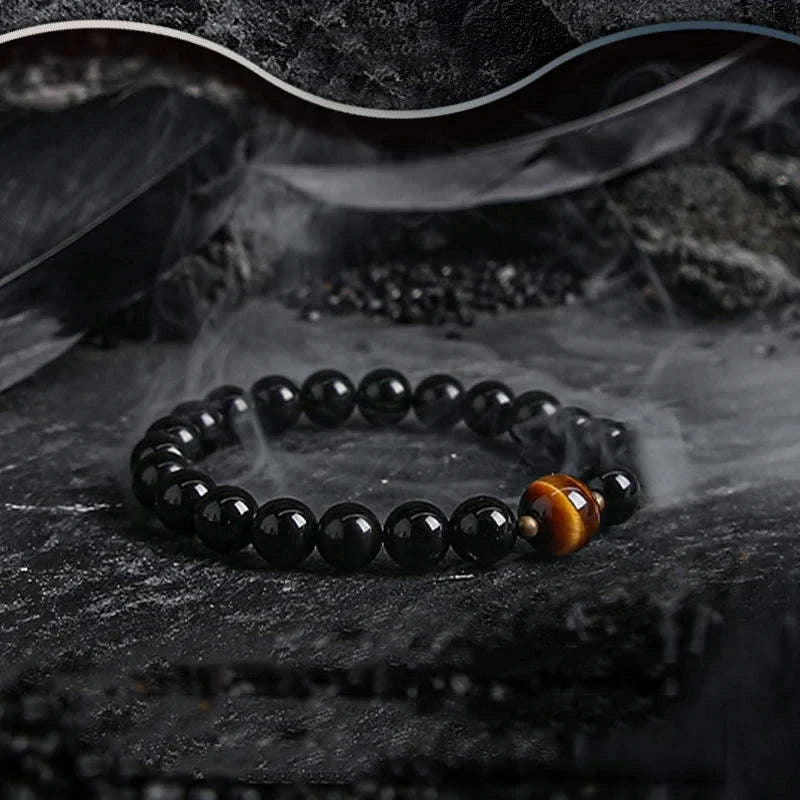 ✨ Real Natural Red Tiger Eye Stone Bead Bracelet – Handmade Zircon Accent Jewelry for Men & Women, Perfect Gift for Girlfriend – Wholesale Quality 16 8 mm Beads