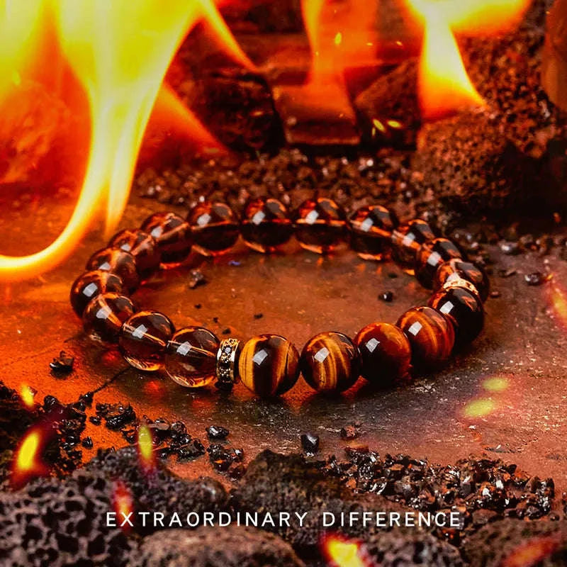 ✨ Real Natural Red Tiger Eye Stone Bead Bracelet – Handmade Zircon Accent Jewelry for Men & Women, Perfect Gift for Girlfriend – Wholesale Quality 3 8 mm Beads