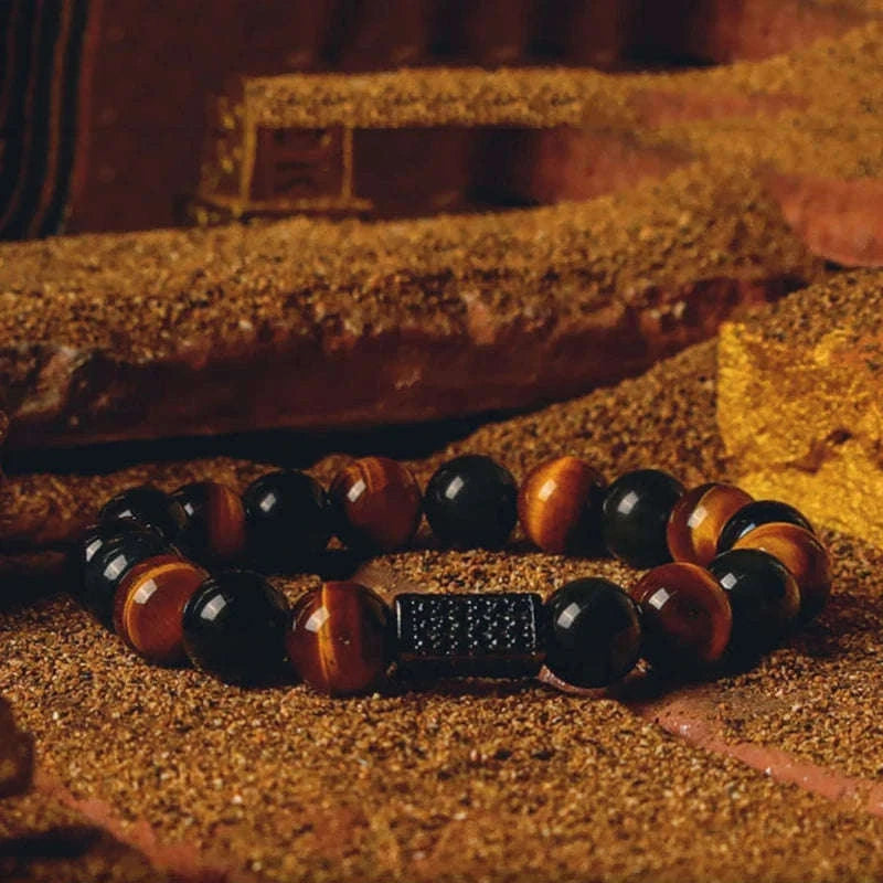 ✨ Real Natural Red Tiger Eye Stone Bead Bracelet – Handmade Zircon Accent Jewelry for Men & Women, Perfect Gift for Girlfriend – Wholesale Quality 5 8 mm Beads
