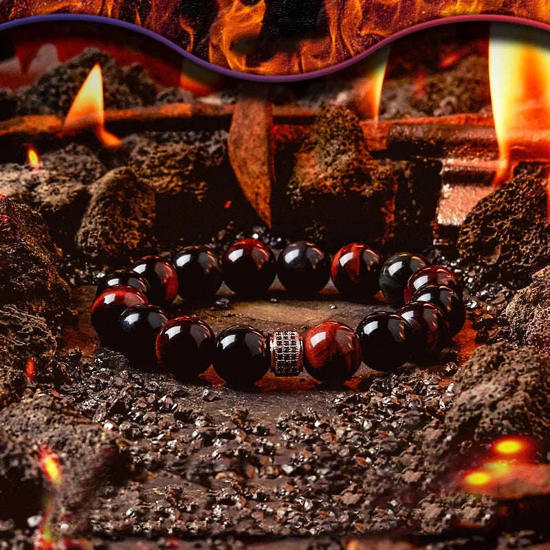 ✨ Real Natural Red Tiger Eye Stone Bead Bracelet – Handmade Zircon Accent Jewelry for Men & Women, Perfect Gift for Girlfriend – Wholesale Quality 2 8 mm Beads