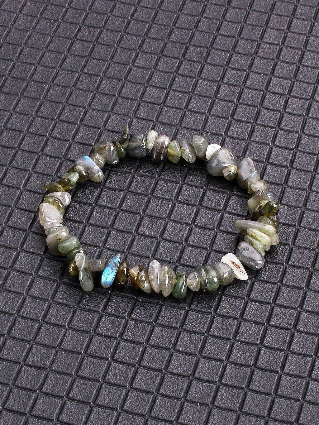 ✨ Reiki-Infused Labradorite Stone Beaded Bracelet – Enhances Intuition, Protection & Spiritual Awakening – Genuine Crushed Irregular Bead Jewelry