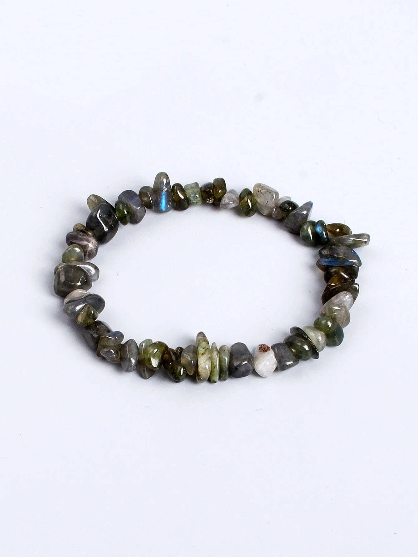 ✨ Reiki-Infused Labradorite Stone Beaded Bracelet – Enhances Intuition, Protection & Spiritual Awakening – Genuine Crushed Irregular Bead Jewelry