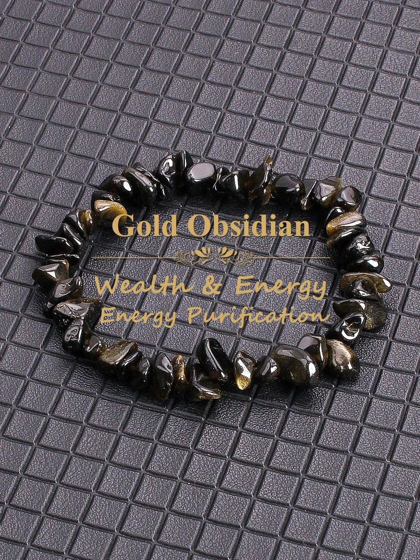 ✨ Reiki-Infused Labradorite Stone Beaded Bracelet – Enhances Intuition, Protection & Spiritual Awakening – Genuine Crushed Irregular Bead Jewelry 2Gold Obsidian
