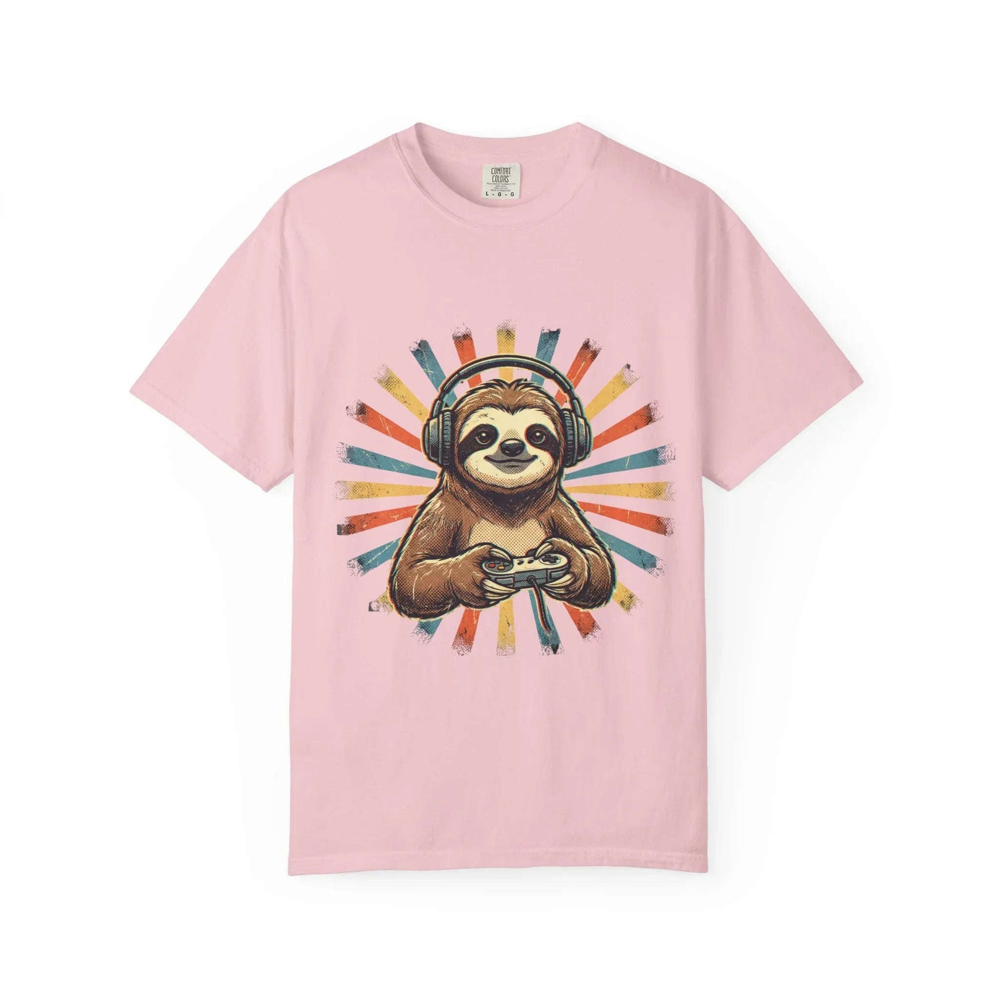 Retro Gaming Sloth Shirt, Sloth Headphones Controller Tee, Cute Gamer T-Shirt, Vintage Style Gaming Graphic, Game Night Gift Blossom