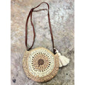 Retro Handwoven Bag with Cute Tassel & Leather Strap | Small Cotton Rope Crossbody with Adjustable Strap khaki