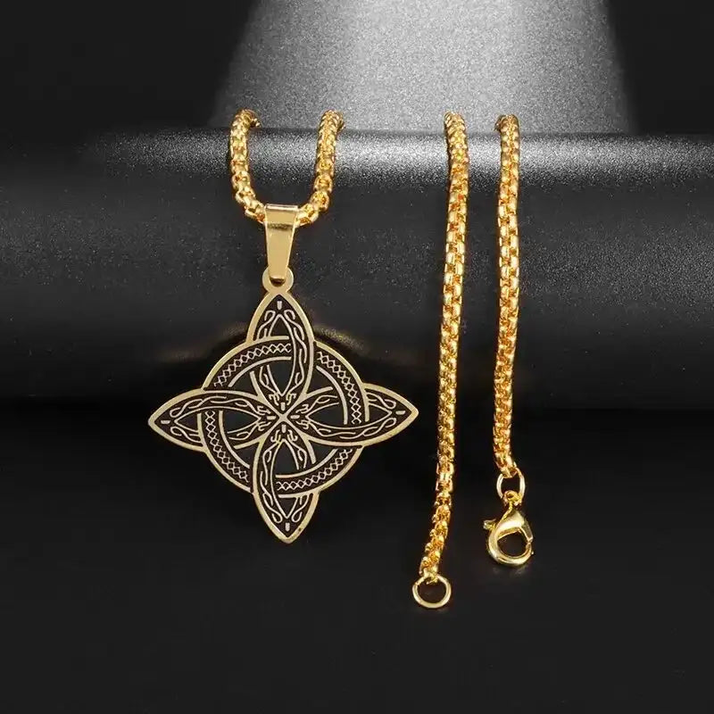✨ Retro Seven Angels Magic Circle Solomon's Seal Necklace Pendant – Personalized Lucky Amulet Men’s Punk Spiritual Jewelry AL19040-Gold