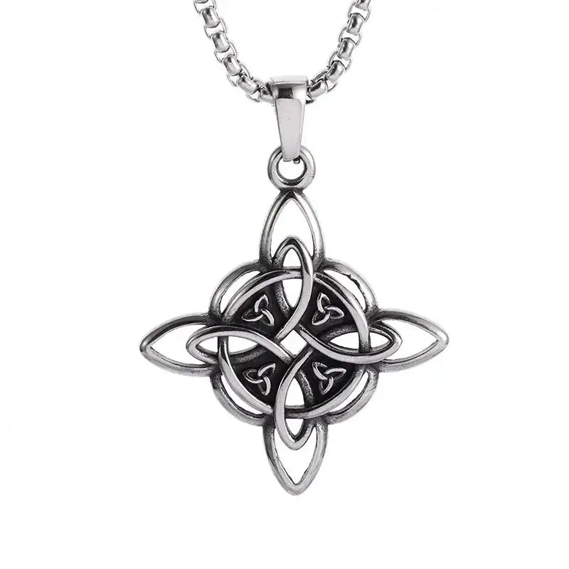 ✨ Retro Seven Angels Magic Circle Solomon's Seal Necklace Pendant – Personalized Lucky Amulet Men’s Punk Spiritual Jewelry AL19189-Silver