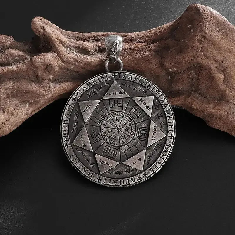 ✨ Retro Seven Angels Magic Circle Solomon's Seal Necklace Pendant – Personalized Lucky Amulet Men’s Punk Spiritual Jewelry