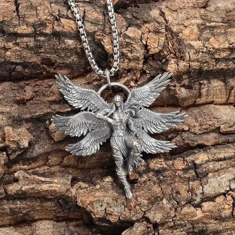 ✨ Retro Seven Angels Magic Circle Solomon's Seal Necklace Pendant – Personalized Lucky Amulet Men’s Punk Spiritual Jewelry AL21016-Silver