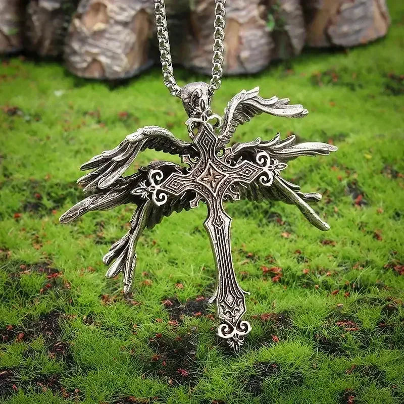 ✨ Retro Seven Angels Magic Circle Solomon's Seal Necklace Pendant – Personalized Lucky Amulet Men’s Punk Spiritual Jewelry AL21393-Silver