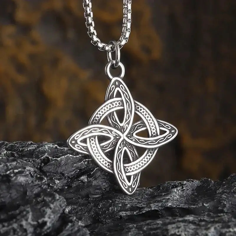 ✨ Retro Seven Angels Magic Circle Solomon's Seal Necklace Pendant – Personalized Lucky Amulet Men’s Punk Spiritual Jewelry AL20995-Silver