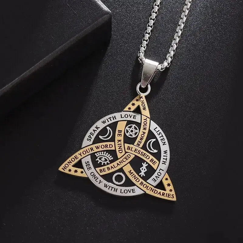 ✨ Retro Seven Angels Magic Circle Solomon's Seal Necklace Pendant – Personalized Lucky Amulet Men’s Punk Spiritual Jewelry AL4578-Gold
