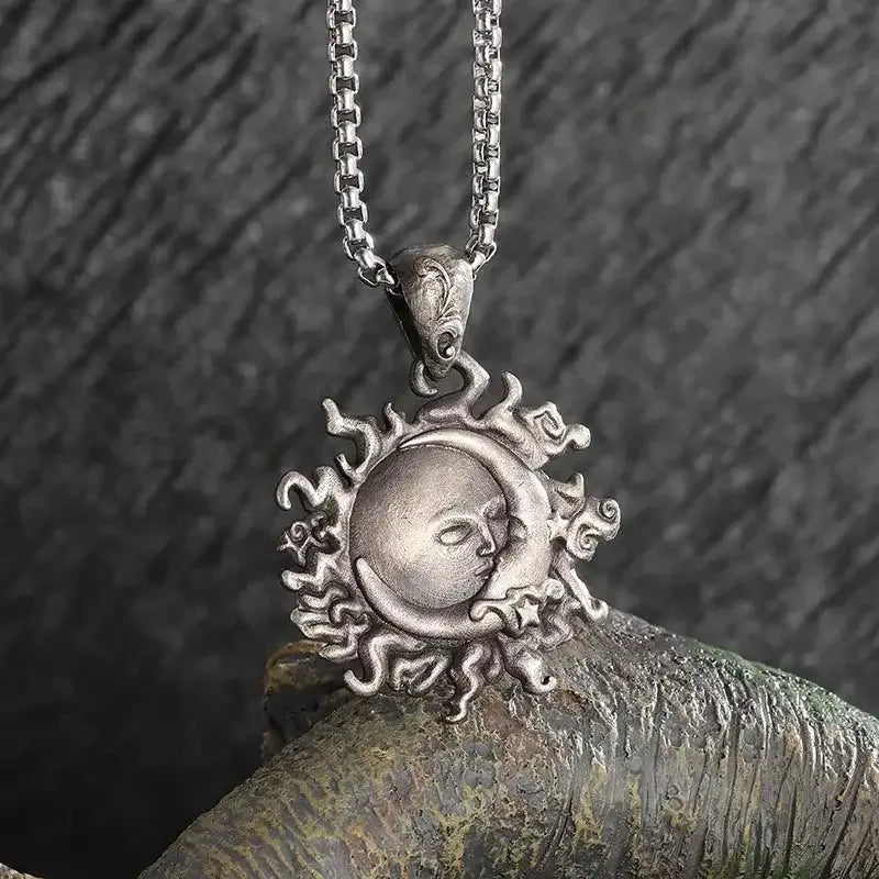 ✨ Retro Seven Angels Magic Circle Solomon's Seal Necklace Pendant – Personalized Lucky Amulet Men’s Punk Spiritual Jewelry AL21148-Silver