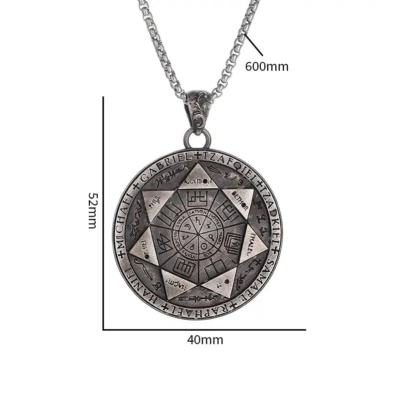 ✨ Retro Seven Angels Magic Circle Solomon's Seal Necklace Pendant – Personalized Lucky Amulet Men’s Punk Spiritual Jewelry