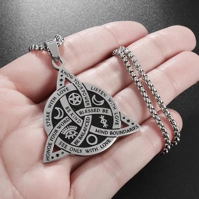 ✨ Retro Seven Angels Magic Circle Solomon's Seal Necklace Pendant – Personalized Lucky Amulet Men’s Punk Spiritual Jewelry AL4578-Silver
