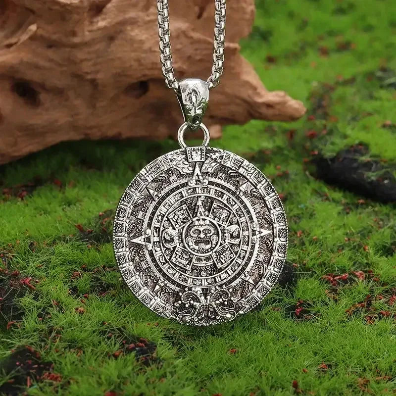 ✨ Retro Seven Angels Magic Circle Solomon's Seal Necklace Pendant – Personalized Lucky Amulet Men’s Punk Spiritual Jewelry AL21042-Silver