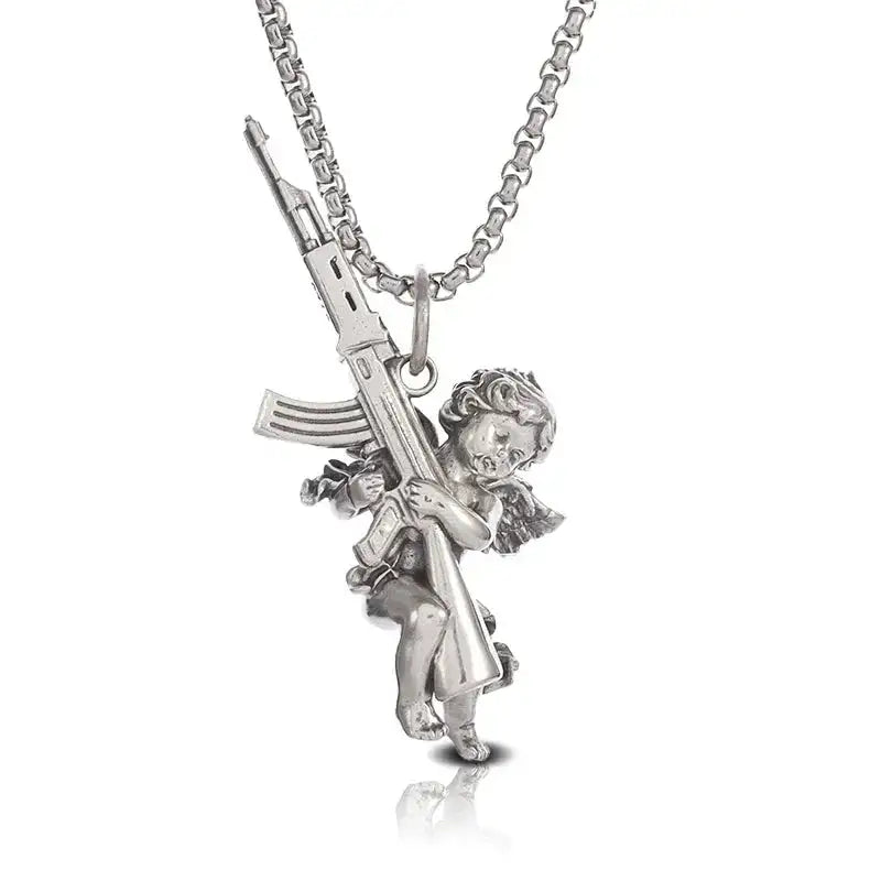 ✨ Retro Seven Angels Magic Circle Solomon's Seal Necklace Pendant – Personalized Lucky Amulet Men’s Punk Spiritual Jewelry AL19688-Silver