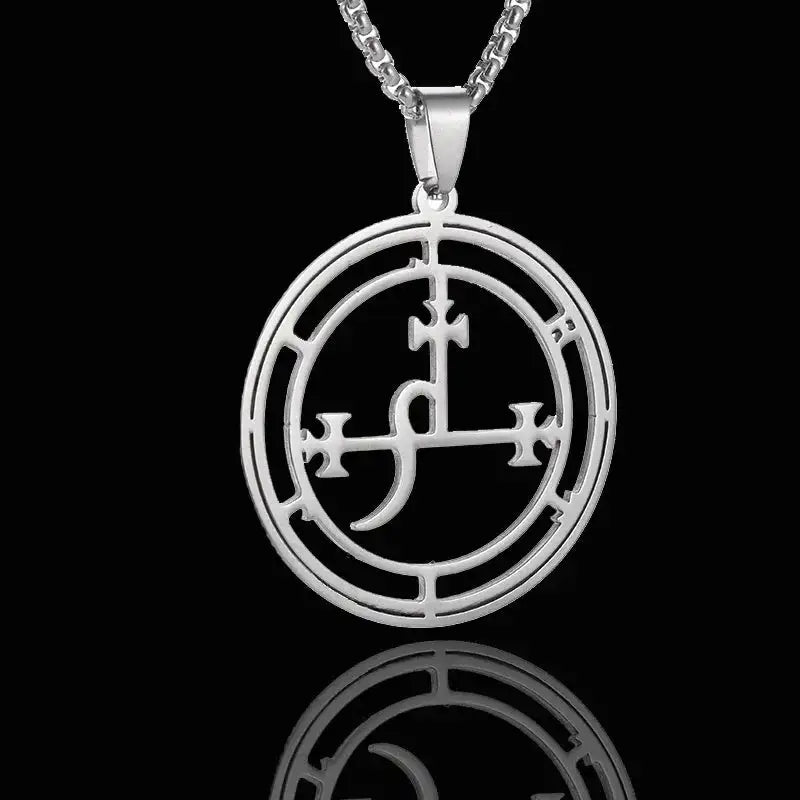 ✨ Retro Seven Angels Magic Circle Solomon's Seal Necklace Pendant – Personalized Lucky Amulet Men’s Punk Spiritual Jewelry AL19721-Silver