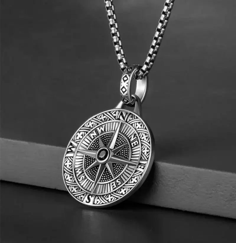 ✨ Retro Seven Angels Magic Circle Solomon's Seal Necklace Pendant – Personalized Lucky Amulet Men’s Punk Spiritual Jewelry LZ6086-silver