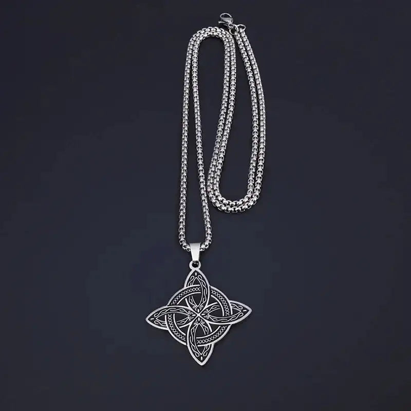 ✨ Retro Seven Angels Magic Circle Solomon's Seal Necklace Pendant – Personalized Lucky Amulet Men’s Punk Spiritual Jewelry AL19040-Silver