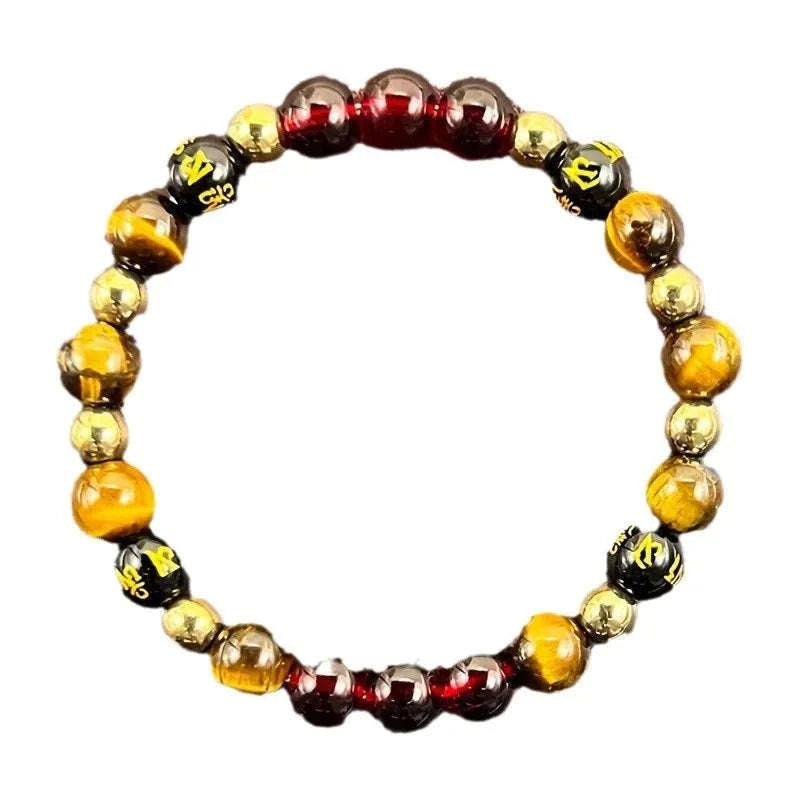 ✨ Retro Style Wealth Bracelet – 8mm Natural Stone Tiger Eye Beads – Perfect for Festival Parties and Daily Empowerment