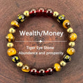 ✨ Retro Style Wealth Bracelet – 8mm Natural Stone Tiger Eye Beads – Perfect for Festival Parties and Daily Empowerment 18cm