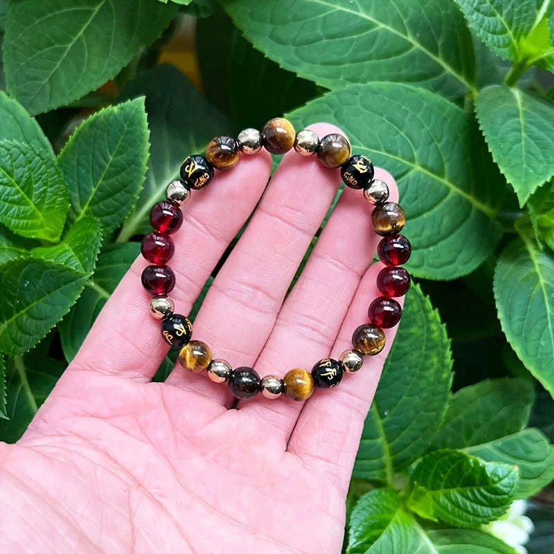 ✨ Retro Style Wealth Bracelet – 8mm Natural Stone Tiger Eye Beads – Perfect for Festival Parties and Daily Luck