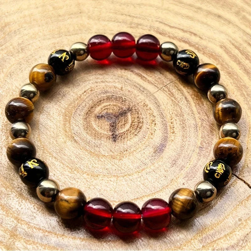 ✨ Retro Style Wealth Bracelet – 8mm Natural Stone Tiger Eye Beads – Perfect for Festival Parties and Daily Luck
