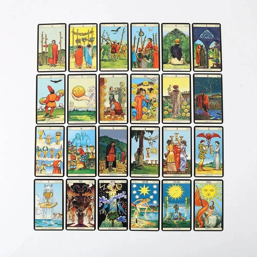 Metal Box Gilded Edition Back Rider Tarot Cards - Thai Blessing Co Tarot Deck with Guidebook | Classic Divination & Spiritual Board Game for Parties & Personal Use