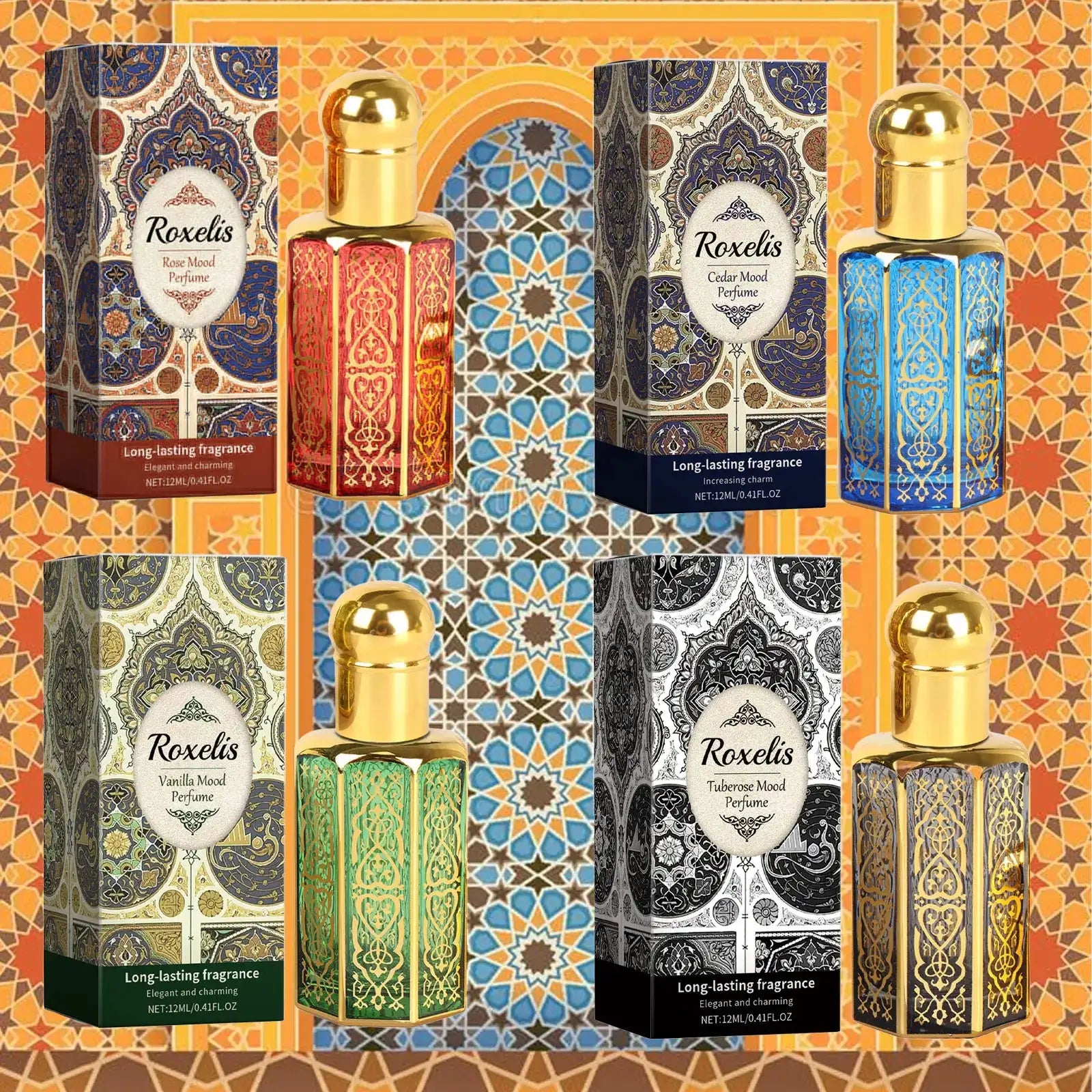 🌹 Roxelis Unisex Arabian Perfume Set – Long-Lasting Elegant Fragrances for Daily Wear & Gifting 1 set