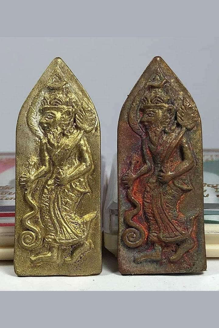 Ruesi Bai Pai Amulet - 2nd Edition Baramee, Blessed by Luang Pu Im & Luang Ta Chiam, 5 cm Sacred Alloy & Copper