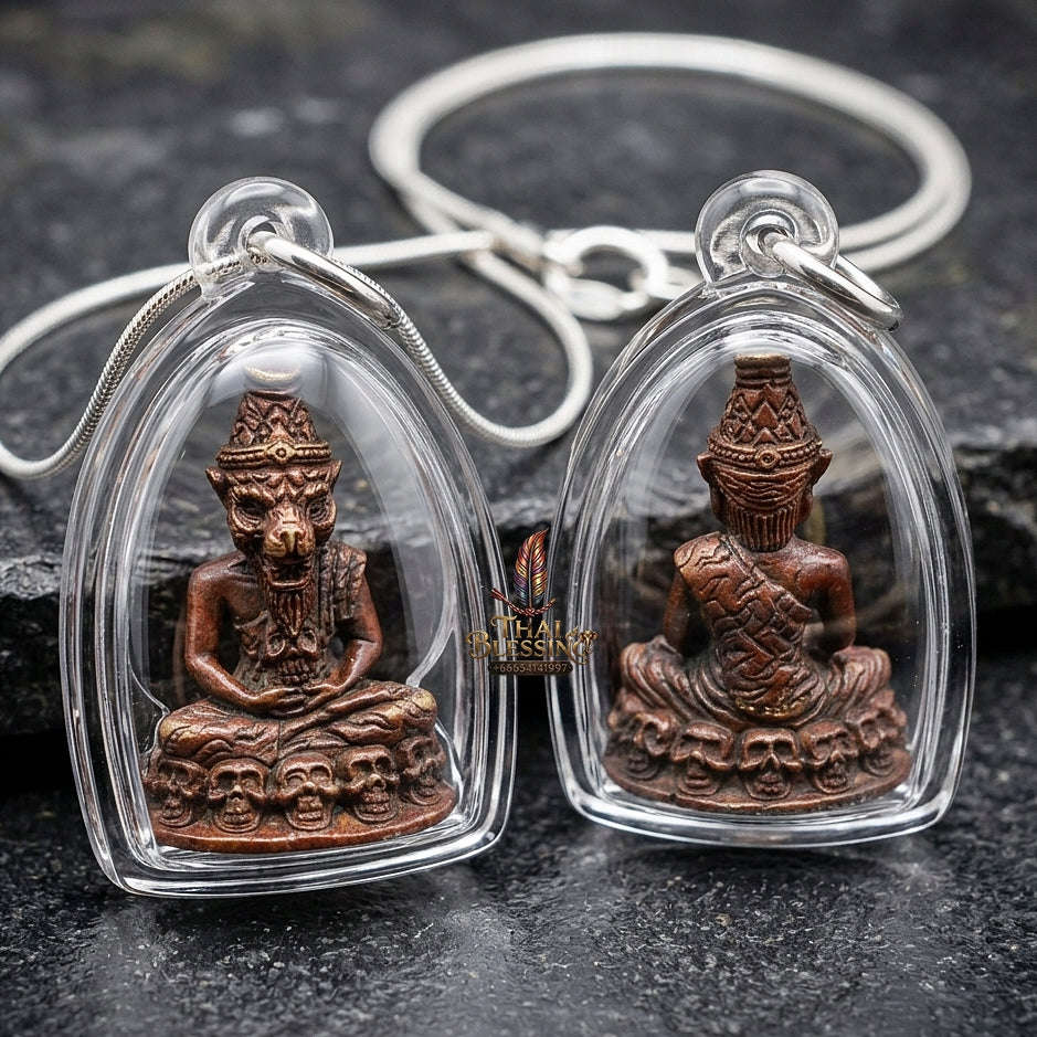 🪬 Ruesi Pu Chao Saming Phrai Red Bronze Amulet – Luang Ta Or, Wat Chong Khae (B.E. 2568), 2.9 × 2.0 cm Wealth, Fortune & Charisma Talisman Thai Blessing Co By RURUECHA