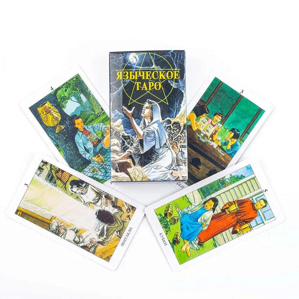 🌿 Russian Pagan Tarot Deck – Intricate 78-Card Set Featuring Mythical and Spiritual Visions for Deep Divination and Social Fun