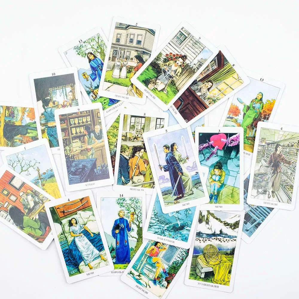 🌿 Russian Pagan Tarot Deck – Intricate 78-Card Set Featuring Mythical and Spiritual Visions for Deep Divination and Social Fun
