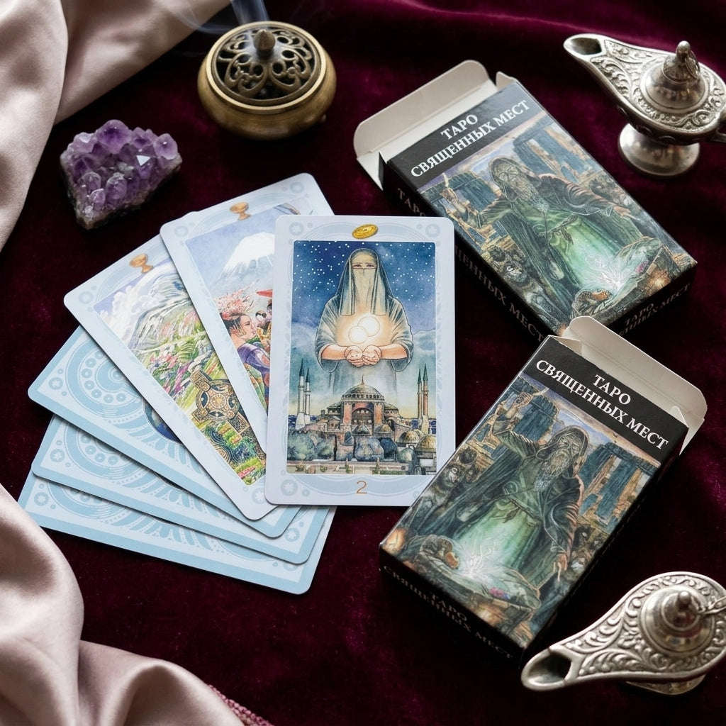 ✨ ТАРО СВЯЩЕННЫХ МЕСТ Russian Version Tarot Deck: 78 Cards Family Gathering Divination Game Cards Thai Blessing Co By RURUECHA