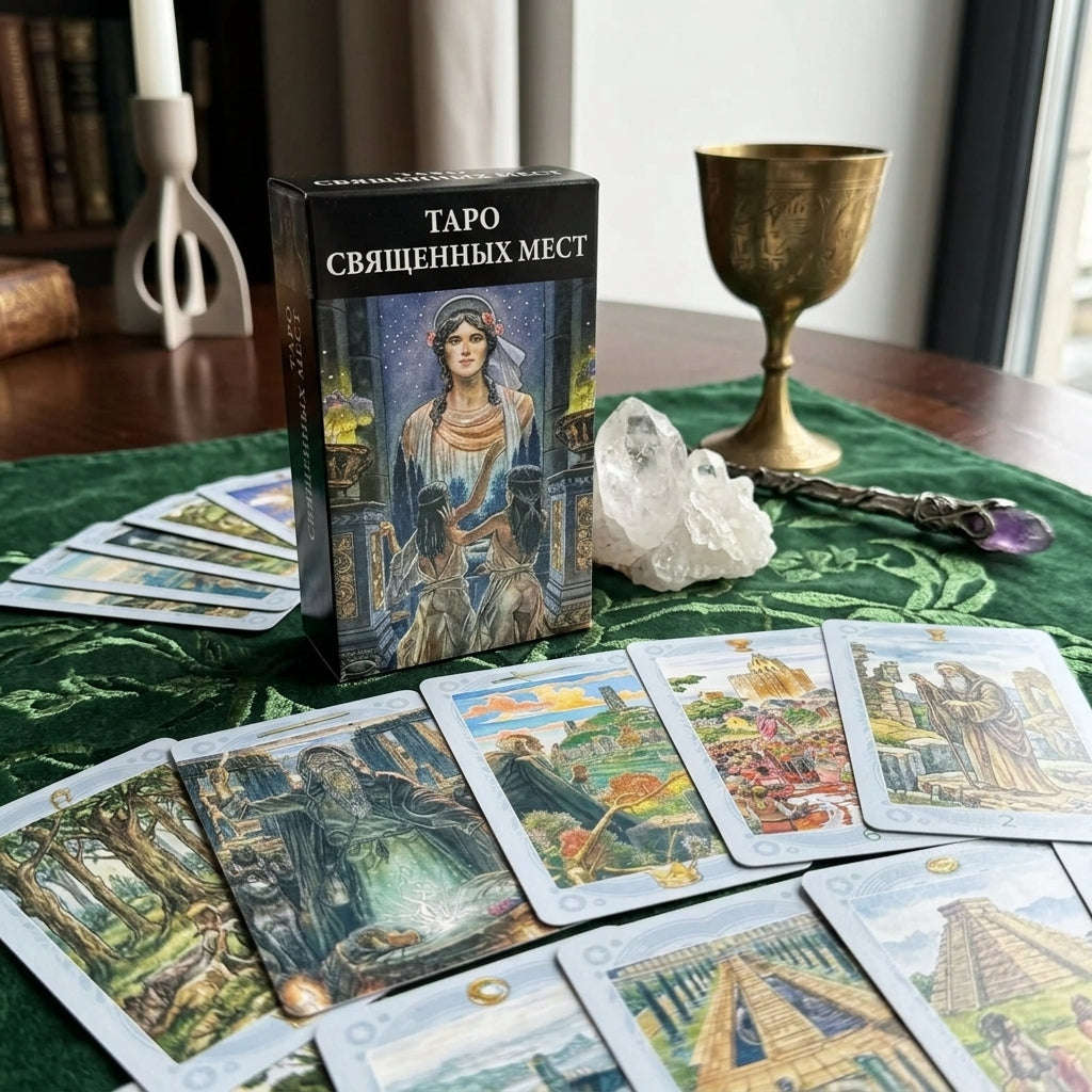 ✨ ТАРО СВЯЩЕННЫХ МЕСТ Russian Version Tarot Deck: 78 Cards Family Gathering Divination Game Cards Thai Blessing Co By RURUECHA