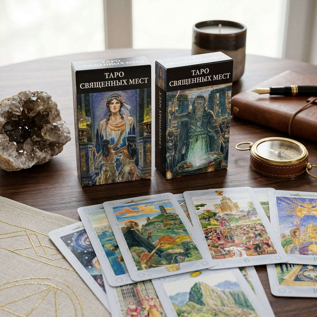 ✨ ТАРО СВЯЩЕННЫХ МЕСТ Russian Version Tarot Deck: 78 Cards Family Gathering Divination Game Cards Thai Blessing Co By RURUECHA