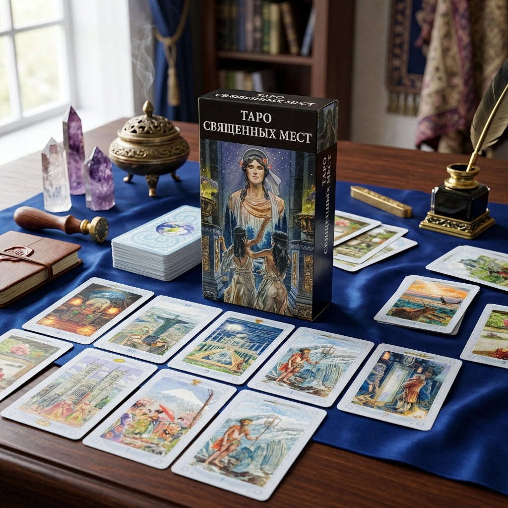 ✨ ТАРО СВЯЩЕННЫХ МЕСТ Russian Version Tarot Deck: 78 Cards Family Gathering Divination Game Cards Thai Blessing Co By RURUECHA